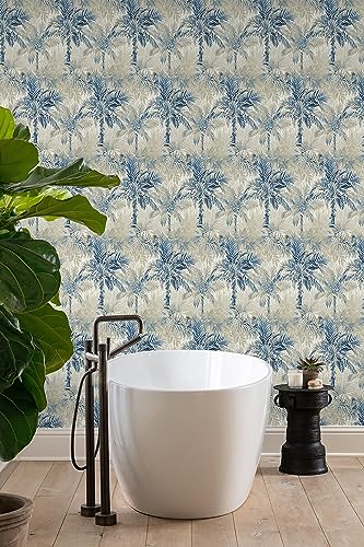 Image of Tommy Bahama Cat Island Jungle Peel and Stick Wallpaper (Blue)