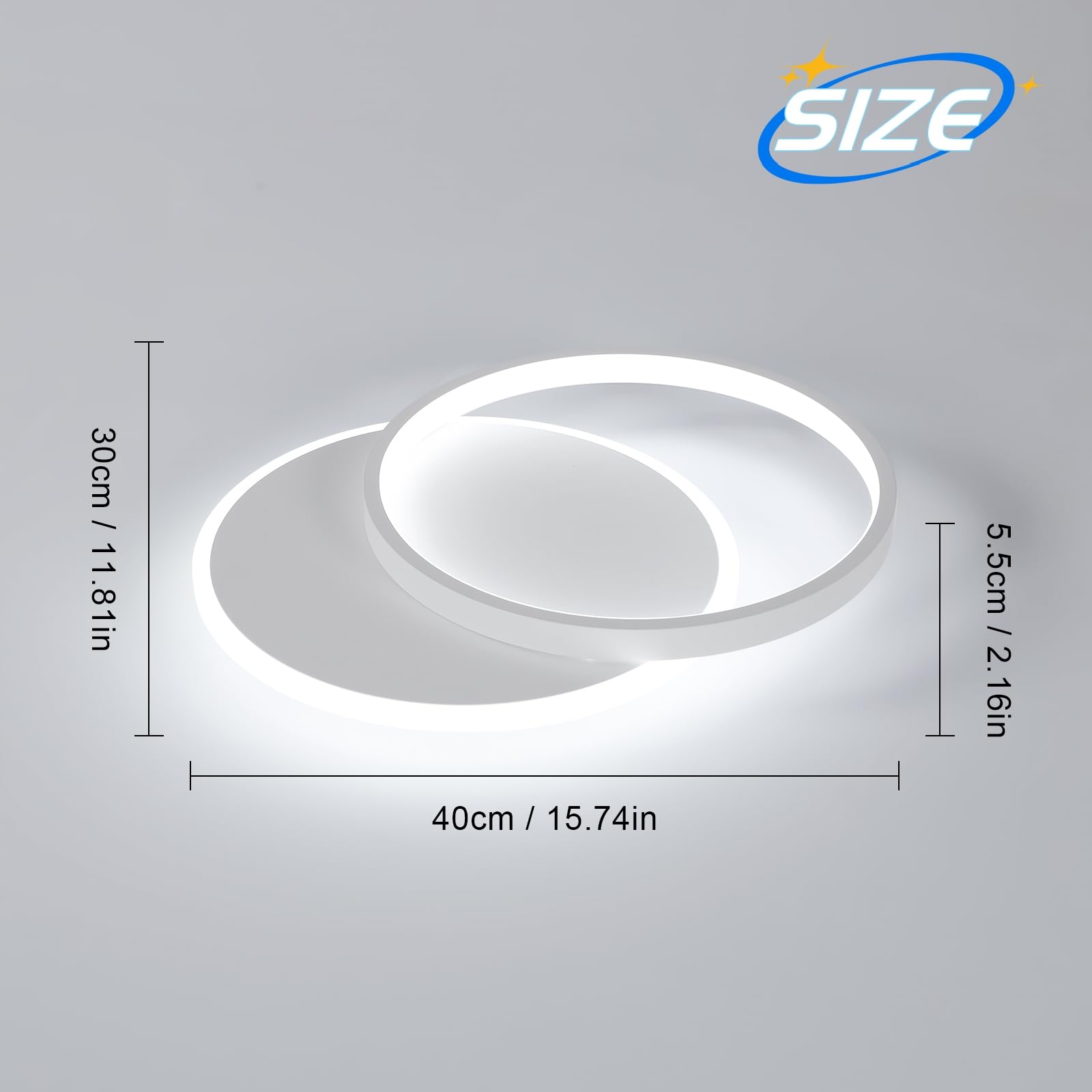 Tealight Plafoniera LED Soffitto 40CM, 40W Lampada da Soffitto Moderna Camera da Letto, Luce Bianca Fredda 6500K Plafoniere Rotondo 4500LM per Soggiorno, Cucina, Bagno