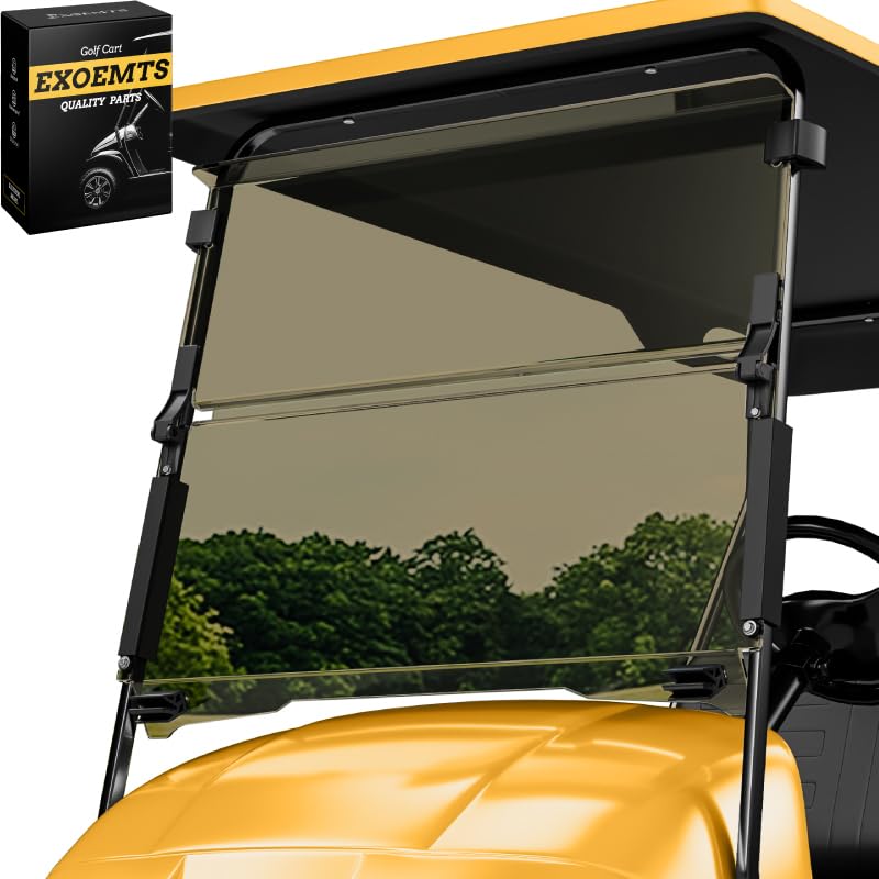 EXOEMTS Golf Cart Windshield for EZGO TXT 1995-2013 Gas & Electric, 40.7" W X 28.3" H, 3/16" Thick PC, Foldable Front Windshield with Heavy Duty Hinge