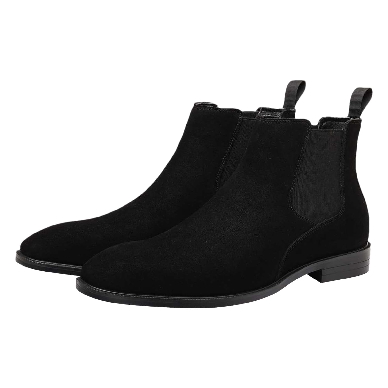 ANUFER Uomo Vacchetta Pelle in Camoscio Scarpe Chelsea Punta Quadrata Slip On Vestito Stivaletti alla Caviglia