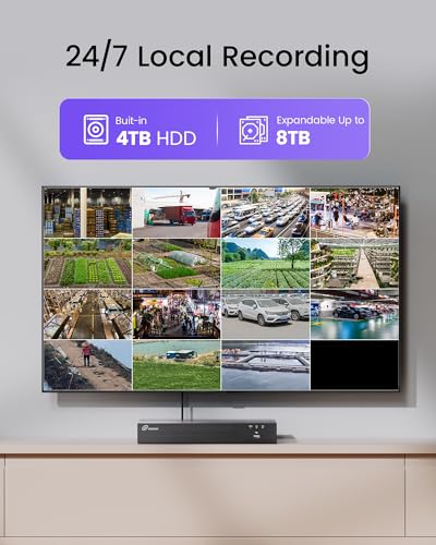 Image of 16CH PoE Security Camera System 4K & 8MP H.265+ NVR with 4TB HDD 8pcs Cams | 16 Channel NVR Security Camera System, Person /Vehicle /Pet Detection, 4K UHD Vision, IP66 Waterproof, 24 /7 Recording