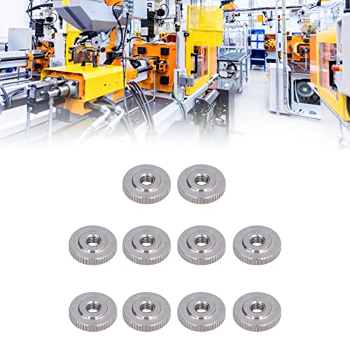 10 Stück Rändelmuttern aus Edelstahl mit Flachem Kopf und Durchgangsloch, Handfest Anziehende Mutter (M6)