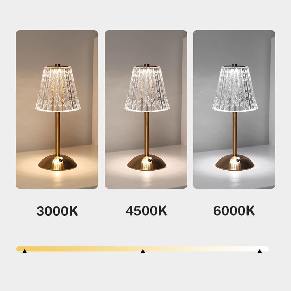 Lampada da tavolo ricaricabile USB paralume acrilico tre colori scrivania camera da letto comodino piccolo caffè hotel illuminazione ambientale