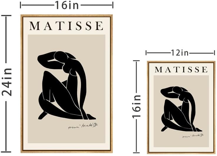 Miniatura 7 de Zzuyi Henri Matisse - Arte de pared enmarcado, arte de línea de cuerpo negro y beige para mujeres, impresiones artísticas bohemias para dormitorio