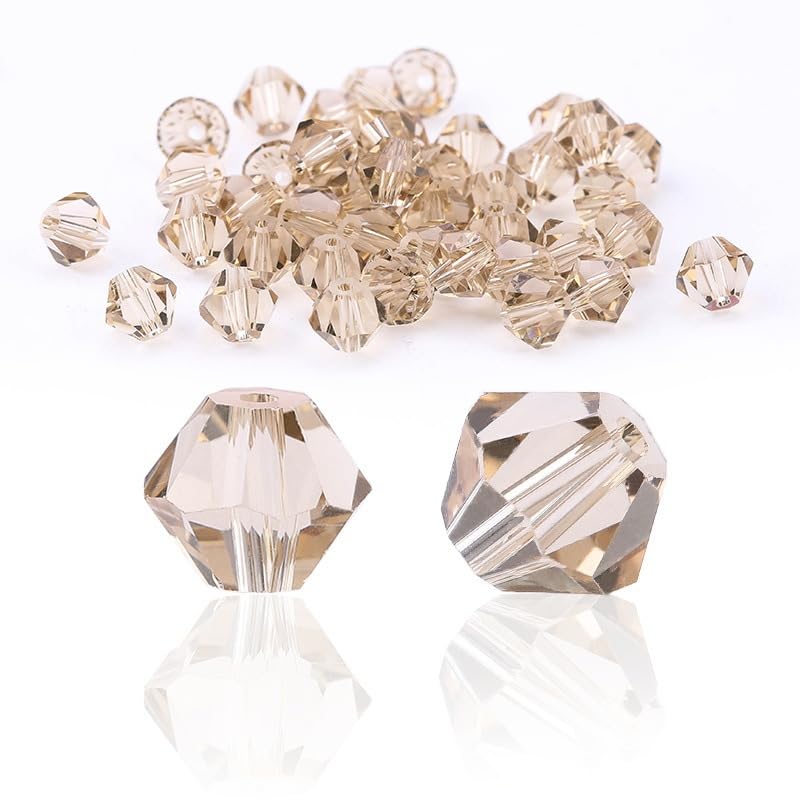 Zestaw wielokolorowych koralików Bicone Crystal Beads - koraliki szklane 3-6 mm do wyrobu biżuterii i projektów rękodzielniczych(Silver Champagne,6MM about 280PCS)