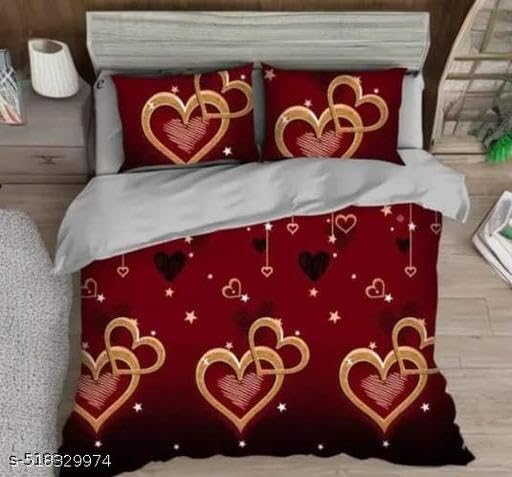 Image of Beautifully Designed Double Bedsheets with 2 Pillow Covers By AS Home Decor Red HRT 01 Crib
