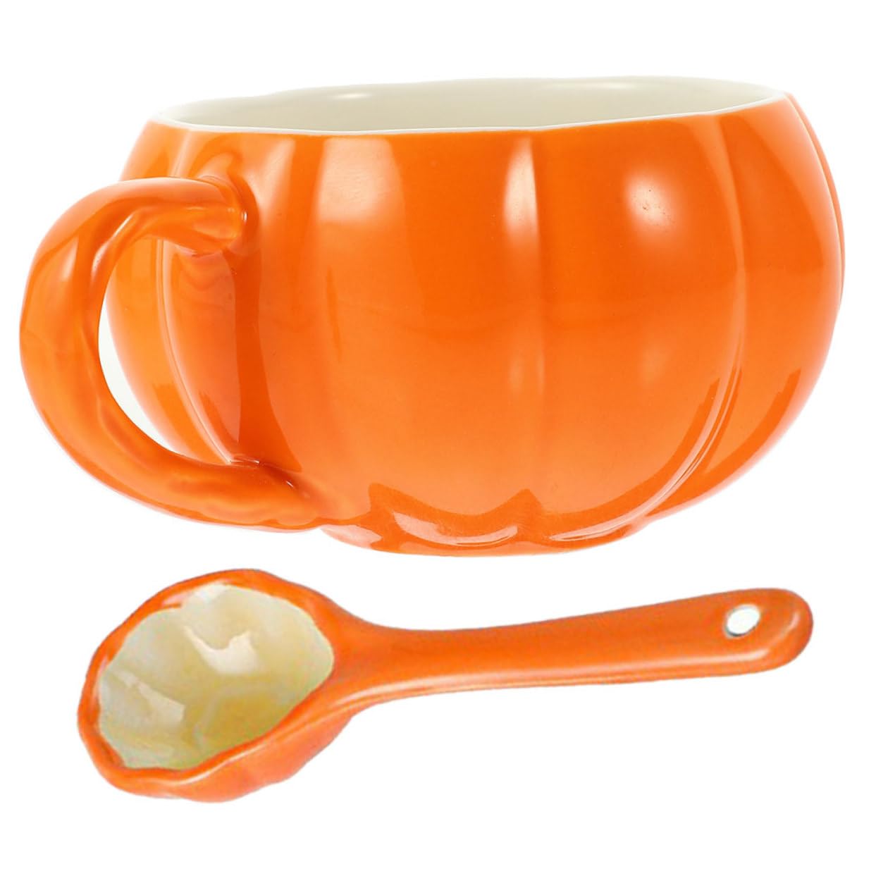 Cabilock 4 Sätze Kürbisbecher aus Keramik kaffeetassen kaffeebecher to-go Zuckerschüssel Becher in Kürbisform Plüsch suppentassen suppenschüssel Wasserkrüge aus Keramik Keramikbecher Orange