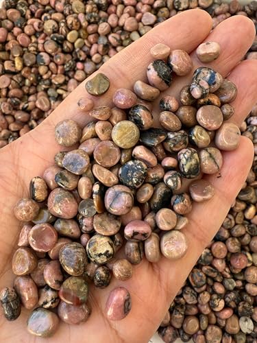 Image of GAF TREASURES 2 oz Lot Natural Semi Tumbled Rhodonite Gemstone Chips, Crushed Mini Rhodonite Crystals, Undrilled Crystal Chips (Rhodonite)