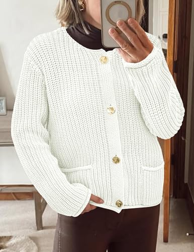 Image of PRETTYGARDEN Cardigan Sweaters for Women 2026 Trendy Oversized Knit Chunky Button Cardigans Fall Winter Outfits with Pockets