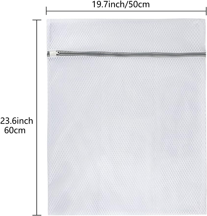 Vivifying Mesh Laundry Bags, 2 Pack 23.6" x 19.7" Large Honeycomb Mesh Wash Bags for Washing Machine, Delicates Clothes, Sweater, Coats, Stuffed Toys, Blanket (White)