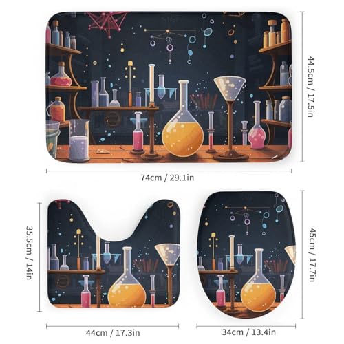 Rideau de douche Science Party avec tapis de bain et accessoires de WC lavables - 4