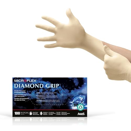 Miniatura 5 de Ansell Microflex Diamond Grip MF-300 - Guantes desechables de látex para industrias de automoción, maquinaria, grandes, transparente natural (caja