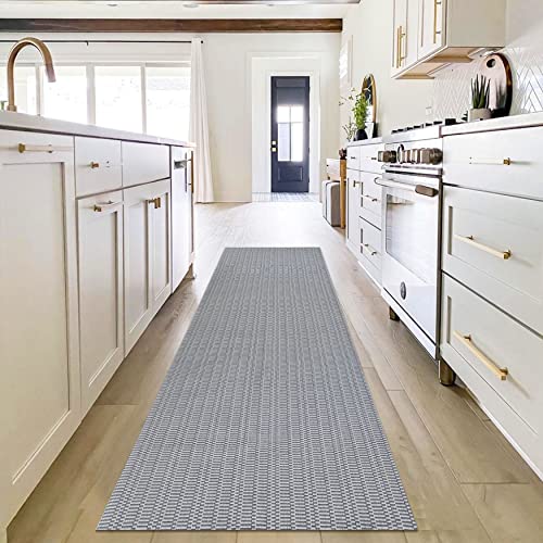 EATHALL Upgraded Boho Washable Runner Rug 2'x8', Hallway Runner Rug, Dark Grey, 100 Woven