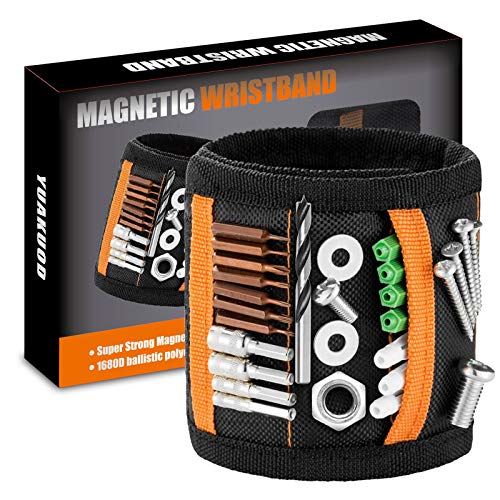 Magnetic Wristband Tools, Tool Belt With 20 Strong Magnets for Holding Screws/Nails/Drill Bits, Magnetic Wristband Gifts for Him/Men/Father/Dad/DIY Handyman/Electrician/Husband/Boyfriend (Black)