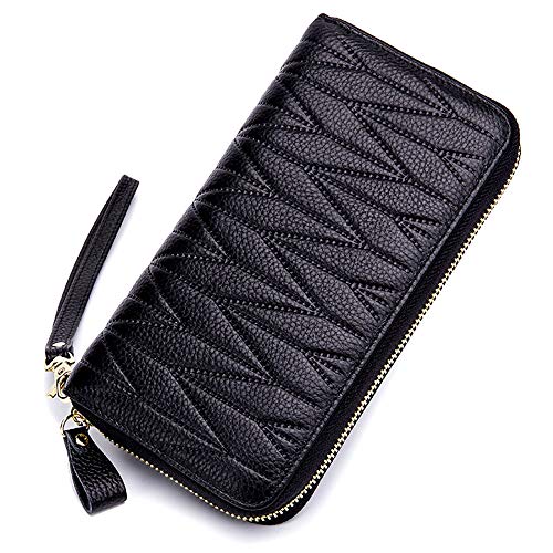 YOUNGSUN Womens Walllet RFID Blocking Leather Credit Card Wallet Money Organizers Holder Coin Purse Zipper Pockets Large Capacity Multi Card Case (Black,One Size)