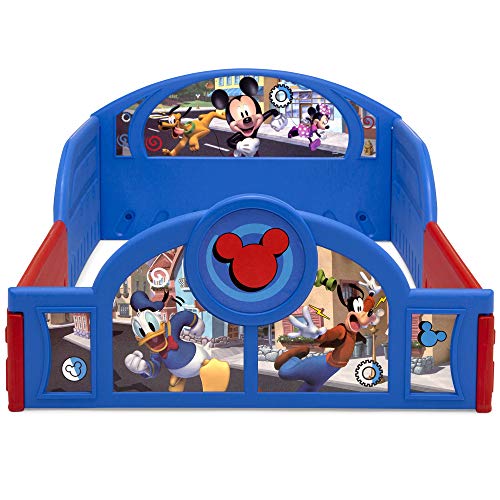 Image of Delta Children - Mickey Mouse Plastic Sleep and Play Toddler Bed with Attached Guardrails