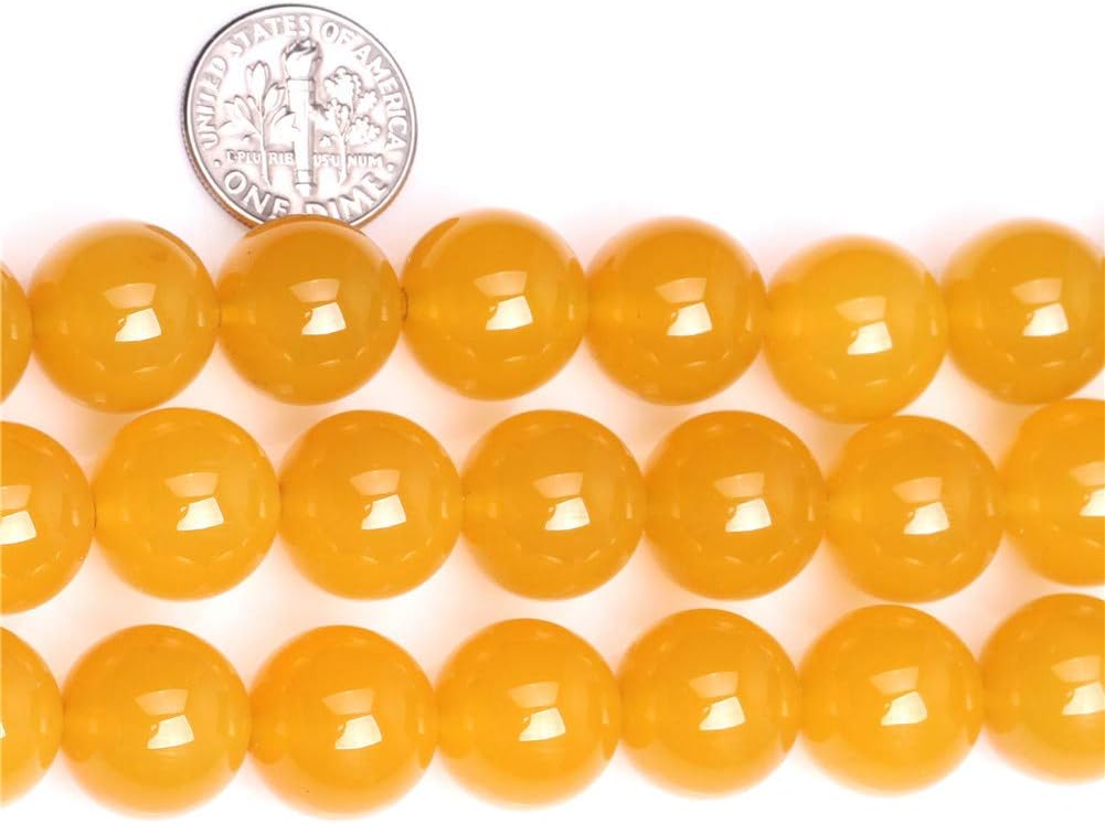 GEM-Inside 14mm Yellow Agate Round Gemstone Semi Precious Loose Beads for Jewellery Making 15'' - Image 5