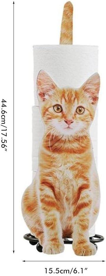 aqxreight Cat Design Paper Towel Holder, Cute and Functional Tissue Stand for Kitchen and Bathroom, Holds 3 Rolls, Ideal for Cat Lovers (Gray)