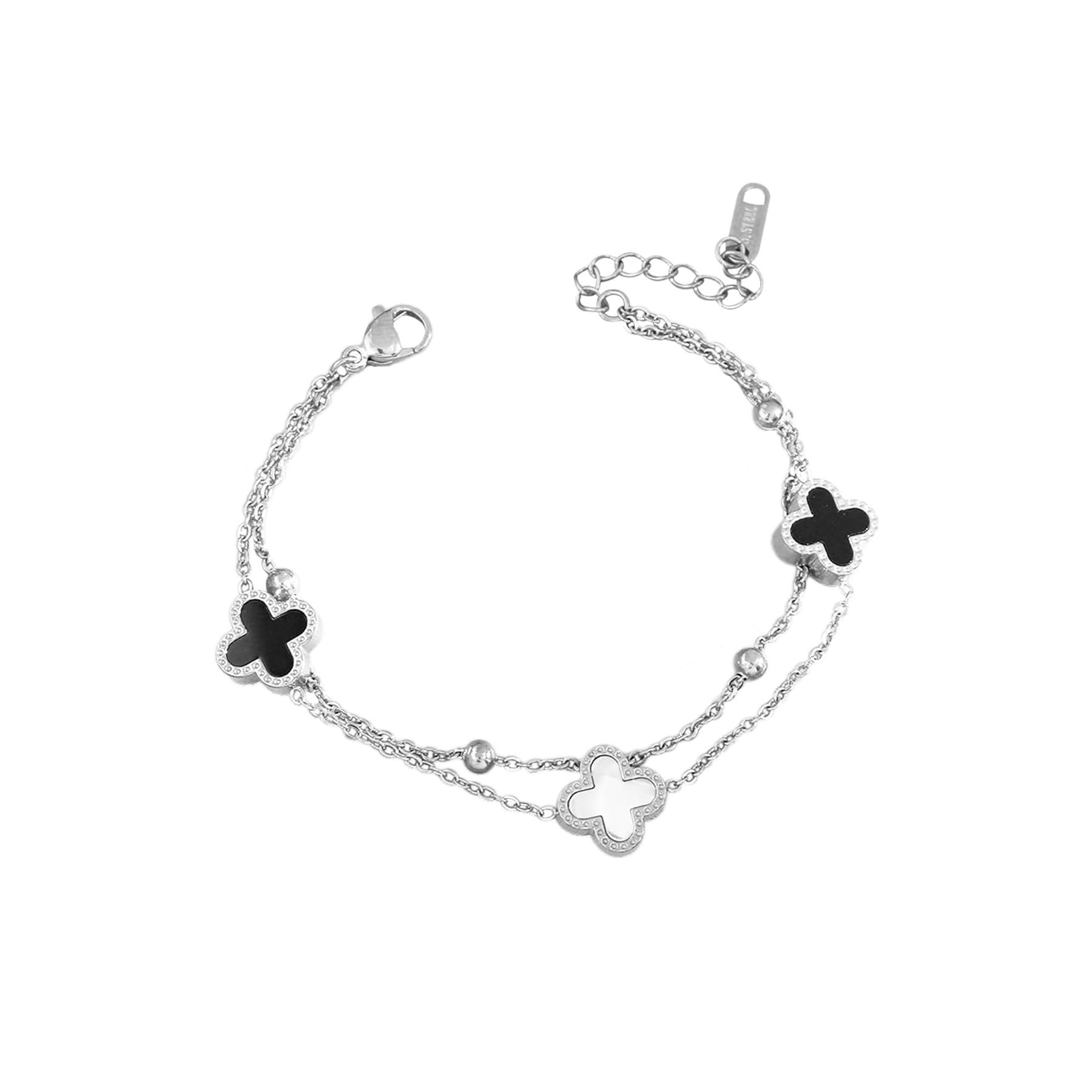 HanaoopsLucky Leaf Bracelet Four-Leaf Clover Bracelet for Women Girls Exquisite Titanium Steel Bracelet Gold Silver Adjustable Lucky Symbol Bracelets Jewelry