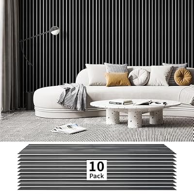 Art3dwallpanels 10 Pack Acoustic Panels, 48" X 12" X 0.43", Black and White