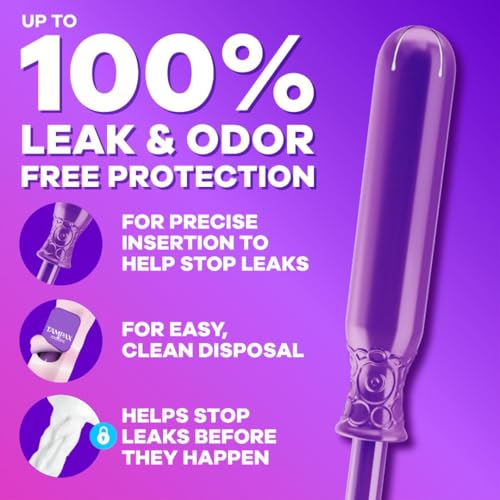 Image of Tampax Radiant Tampons for Women Multipack,with LeakGuard Braid,Regular /Super Absorbency,Unscented,84 Count (Pack of 2)