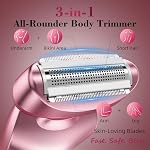 Cordless Electric Razors for Women: Rechargeable Painless Bikini Trimmer for Body Hair - IPX7 Waterproof Shaver with LED Display for Face/Underarm/Leg Blush Pink - Image 3