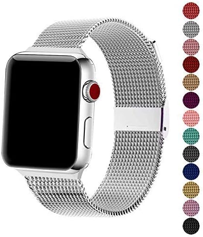SexHope Compatible for Apple Watch Band 38mm 42mm 40mm 44mm Series 5 4 3 2 1 (Silver, 38mm/40mm)