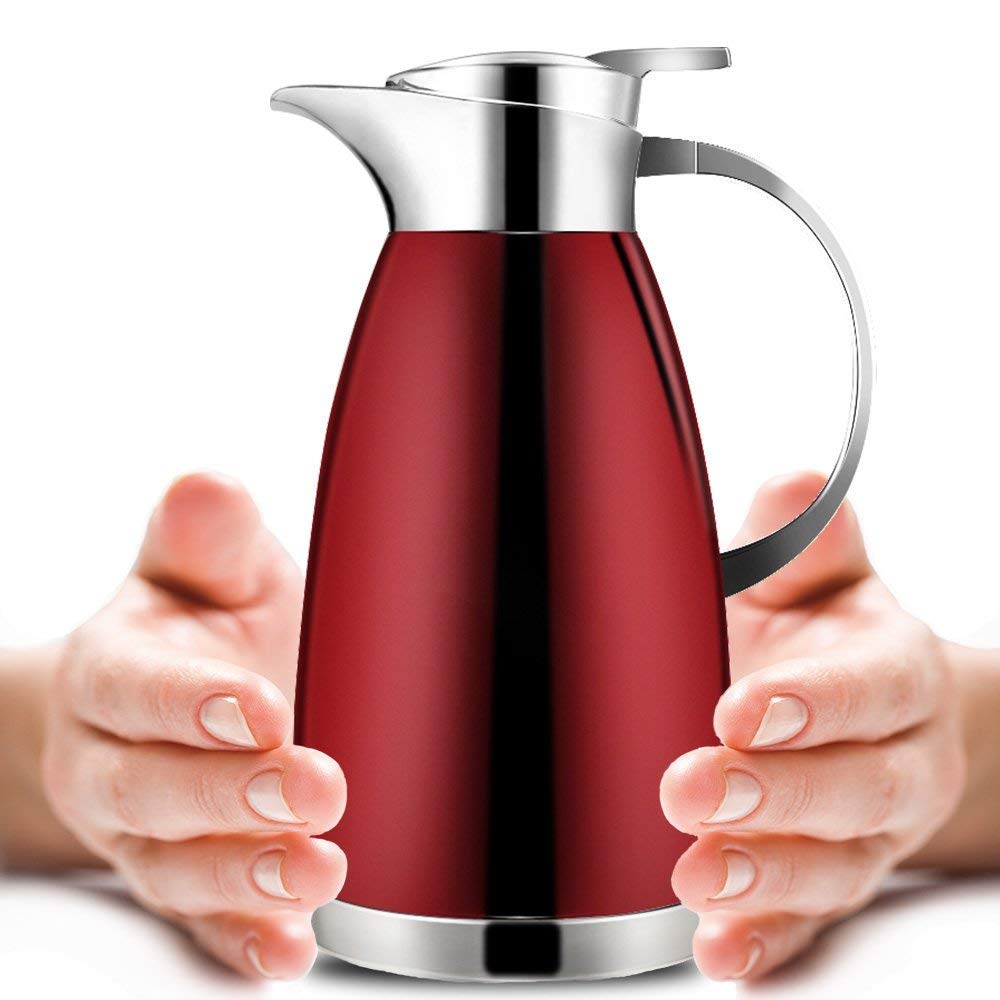 Thermische Karaffen, 1.5L Vacuümisolatiepot Thermos Roestvrij Staal Dubbellaags Isolatie Pot Koffie Sap Melk Theedrankje Color White