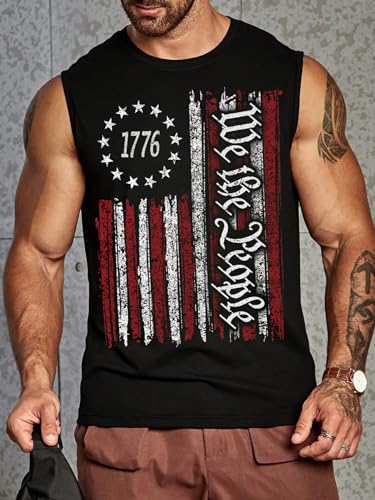 4th of July Shirts Mens Muscle Tank Top 1776 Sleeveless Graphic Gym Workout American Flag Shirt2
