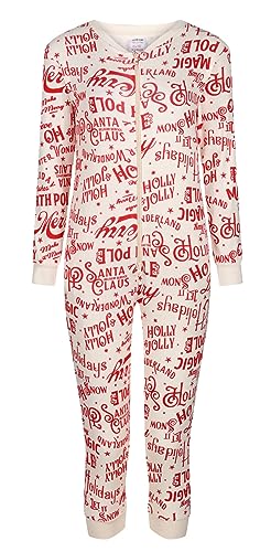 Pijama de Navidad Onezee para niños y niñas, 1 pieza, todo en uno, de 9 a 16 años, Crema de Navidad Aop, 15-16 años