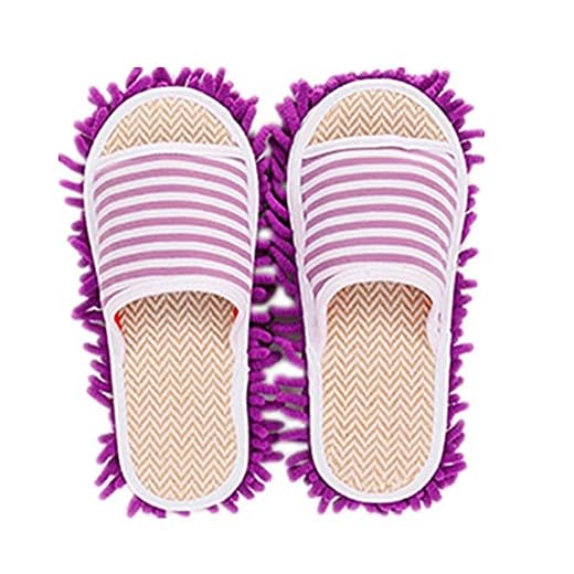 Pormow - 1 Paar multifunktionale Hausschuhe mit Mikrofaser Sohle Chenille Grau One Size 9 Putz-Hausschuhe mit Reinigender Abnehmbare Hausschuhe Mikrofaser-Sohle Bodenreinigung Slippers Staubtuch Hausschuhe Mop-Schuhe Putzschuhe
