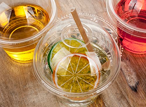 Image of Golden Apple Cup series, 9oz Clear Plastic cups with Dome lids with hole 50sets, BPA Free