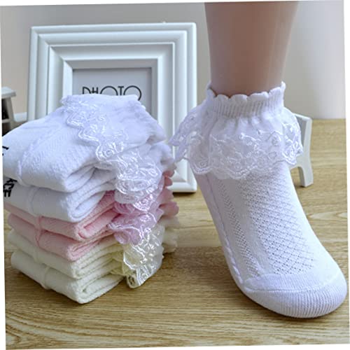 Girls Lace Ankle Socks Breathable Ruffle Princess Short Socks for 7-10T Kids White 1Pair kids ruffle4