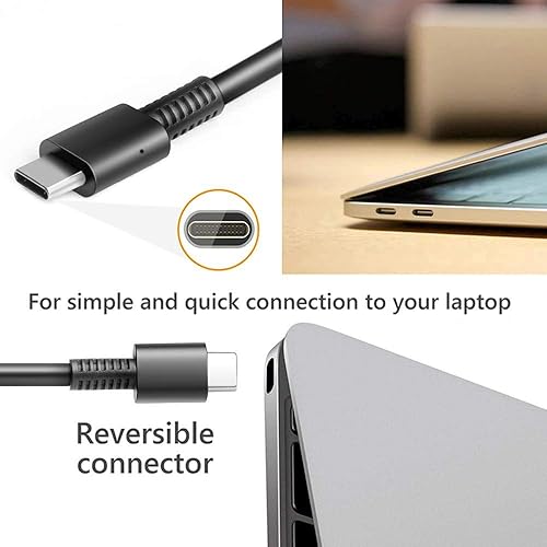Miniatura 3 de Cargador USB C de 45 W compatible con Acer Chromebook A18-045N1A A16-045N1A N17Q9 N17Q8 N18Q12 N18Q5 N18Q5 N16Q10 N17Q5 N18Q3 N19Q3 Tipo C Cable