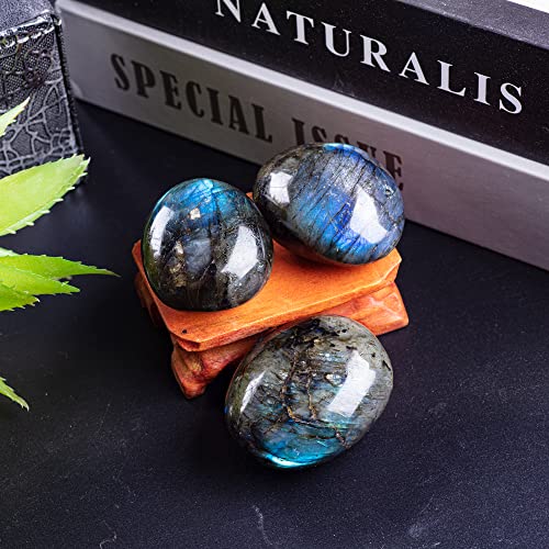 Image of Natural Labradorite Plam Stones,Gemstones Irregular Polished Worry Stone 1.5 inch to 2.7 inch
