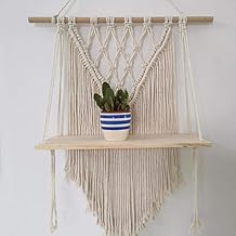 Wooden Handmade Macrame Wall Hanging Rope Shelf