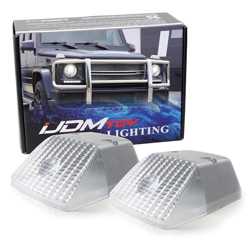 iJDMTOY Gloss Clear Silver Front Turn Signal Lamp Lenses Compatible With 1986-18 Mercedes W463 G-Class G500 G550 G55 G63 G65, (2) Clear OE-Spec Replacement