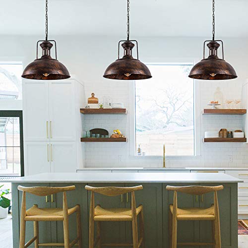 Lingkai YL000052 16.14 Inch Farmhouse Pendant Light, Rustic Vintage Hanging Light Fixture Barn Dome Lampshade Ceiling Mount Lamp thumb #4