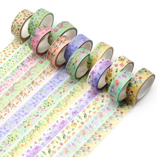Cinta washi floral Benvo de 15 mm de ancho para manualidades papel scrapbooking sobres
