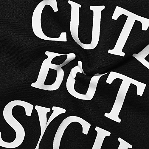 Perfashion Women's Cropped Hoodies Stripe Long Sleeve Loose Crop Tops Sweatshirt (Small, Black)