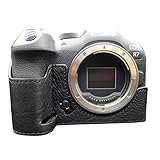 EOS R7 Kameratasche, MUZIRI KINOKOO Leder-Unterseite, kompatibel mit Canon EOS R7 Kamera, schützende Hülle, Schwarz , Kosmetikkoffer