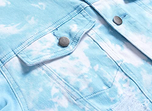 Image of RANMCC Men's Stretch Vintage Washed Long Sleeve Denim Jacket
