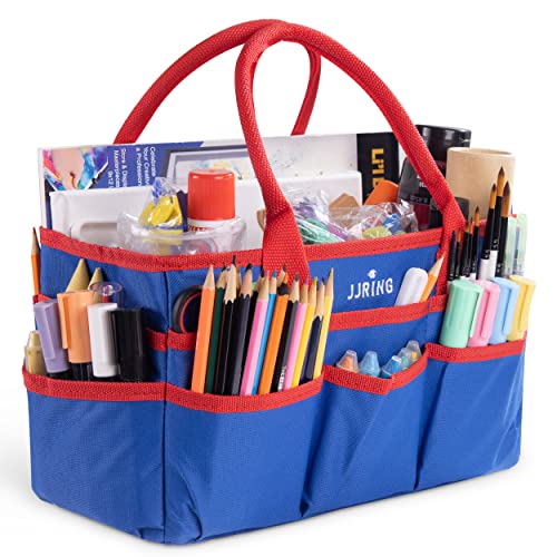 Image of JJRING Craft and Art Tote - 600D Blue Nylon Fabric Art Sewing Organizer Bag with Pockets - for Craft, Scrapbooking, Medical, and Office Supplies Storage