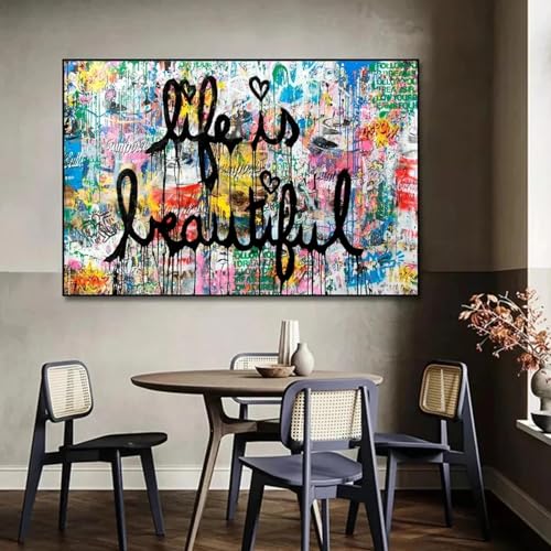 Impressions inspirantes La vie est belle sur toile deco murale pop