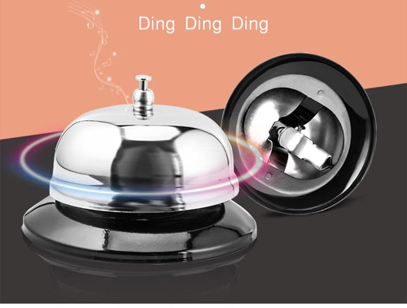 Image of Call Bell 3.35 Inch Diameter with Metal Anti-Rust Construction, Ringing, Durable, Desk Service for Hotels, Schools, Restaurants, Reception Areas, Hospitals, Warehouses (Silver)