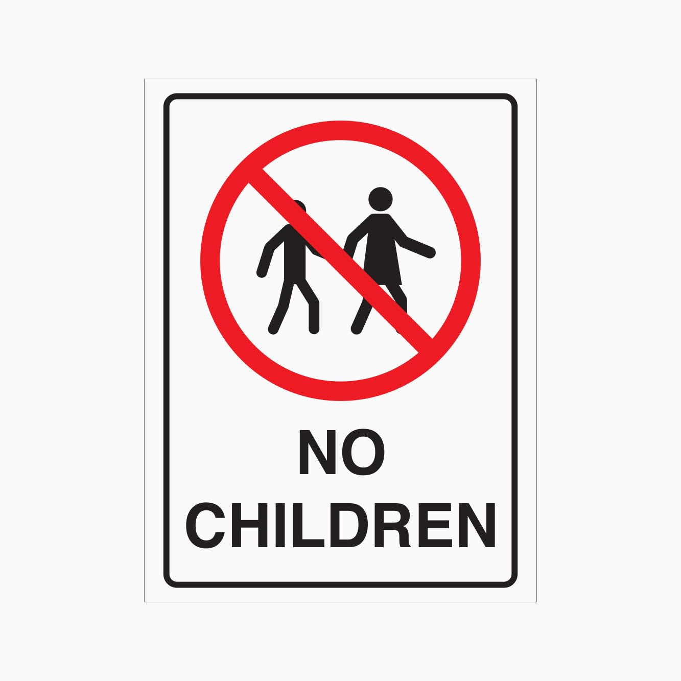 NO CHILDREN Sign, 12x8 Inch Metal Tin Sign, Restriction Plaque for Industrial Workplaces and Hazardous Zones