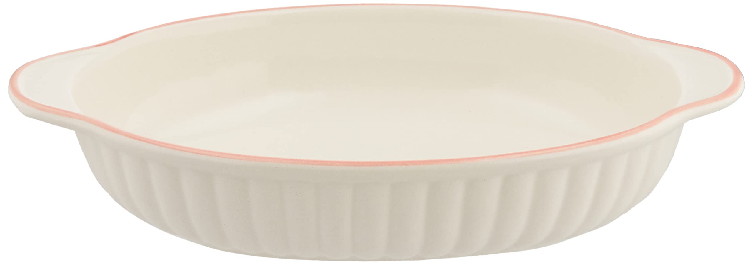 Banko Ware 12477 Oven-safe, Color Line, Oval Au Gratin Dish, Pink Line, Tableware, Pottery, Microwavable, Made in Japan