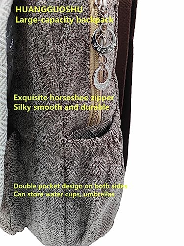 Image of Women's Cotton Hemp Cloth Backpack, Ashen | Boho Vintage, Embroidered, Casual Purse, Handbags Messenger Bag