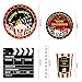 Recheel Movie Night Party Supplies Decorations, Movie Theme Birthday Paper Plates and Napkins Set with Cups and Straws for 24 Guests, 120 Pcs Disposable Party Snack Dinnerwares