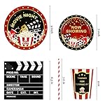 Movie Night Party Supplies Decorations, Movie Theme Birthday Paper Plates and Napkins Set with Cups and Straws for 24 Guests, 120 Pcs Disposable Party Snack Dinnerwares - Image 2